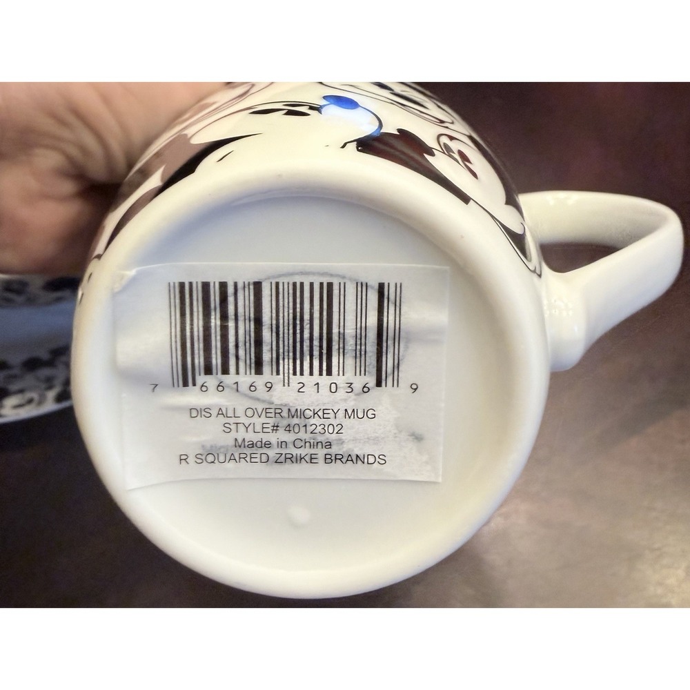 Disney All Over Mickey  Black White Cup Plate Bowl Set NWT - Picture 3 of 8